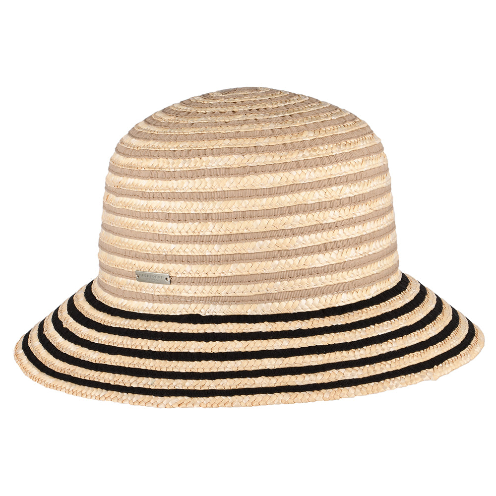 Chapeau Cloche en Paille à Rayures naturel-noir SEEBERGER