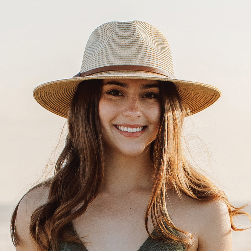 Chapeau Fedora Safari en Papier Tressé Sapo naturel-marron CAPPELLI