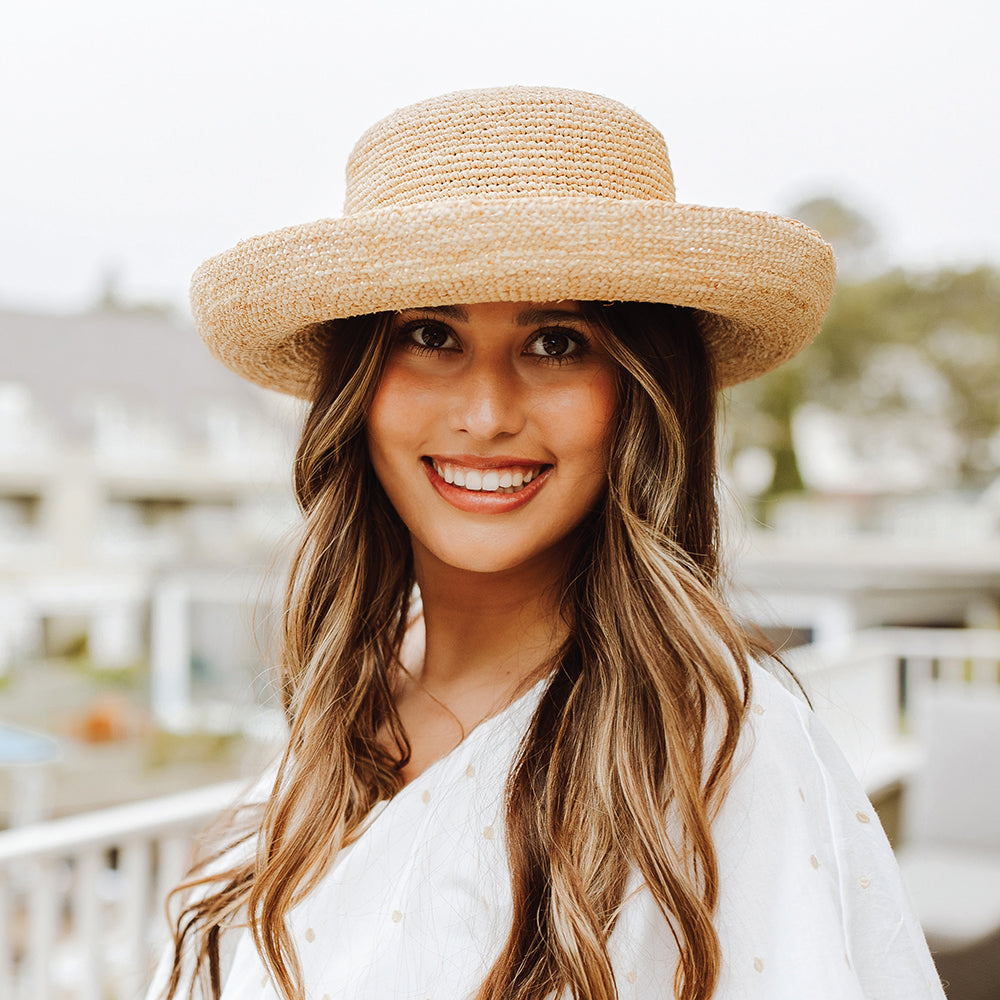 Chapeau Canotier Pliable en Raphia Torsadé Petite Taille naturel SCALA