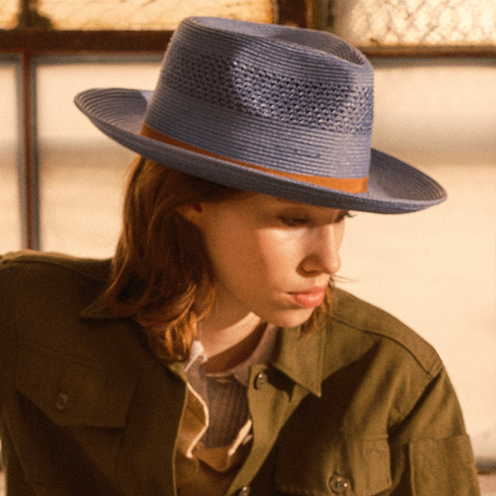 Chapeau Fedora Ventilé Gratz bleu BAILEY