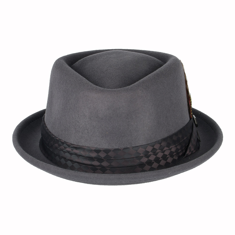 Chapeau Pork Pie Stout en Laine Feutrée gris moyen BRIXTON