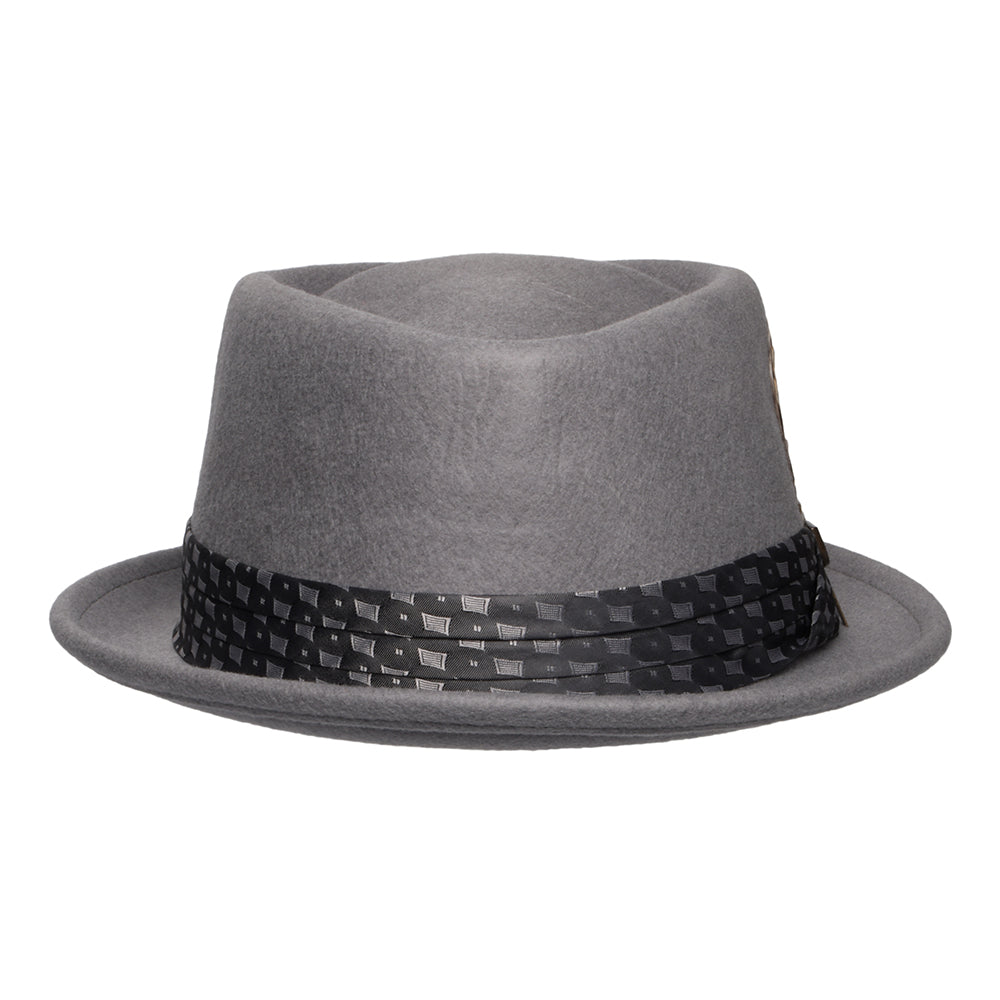 Chapeau Pork Pie en Laine Feutrée Stout gris clair BRIXTON