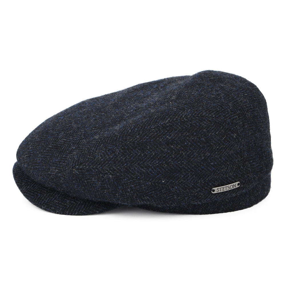 Casquette Plate en Laine à Chevrons bleu marine STETSON