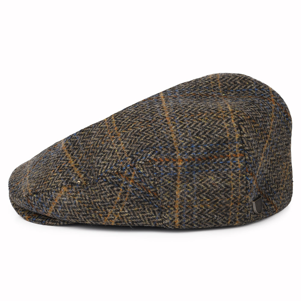 Casquette Plate à Carreaux et Chevrons Hooligan noir délavé-marron BRIXTON