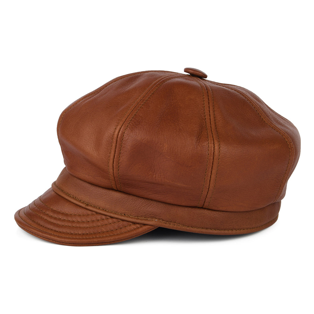 Casquette Gavroche en Cuir Vintage marron NEW YORK HAT COMPANY