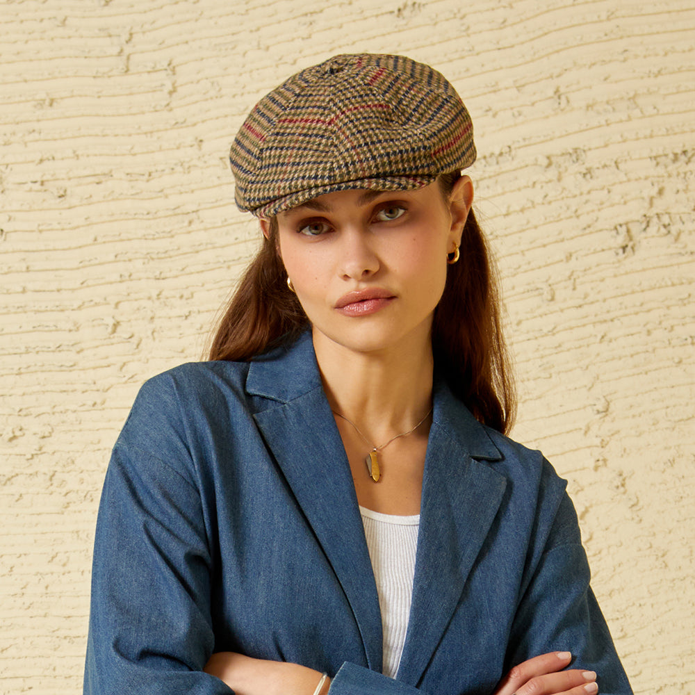 Casquette Gavroche Pied-de-Poule Brood olive-beige-noir BRIXTON