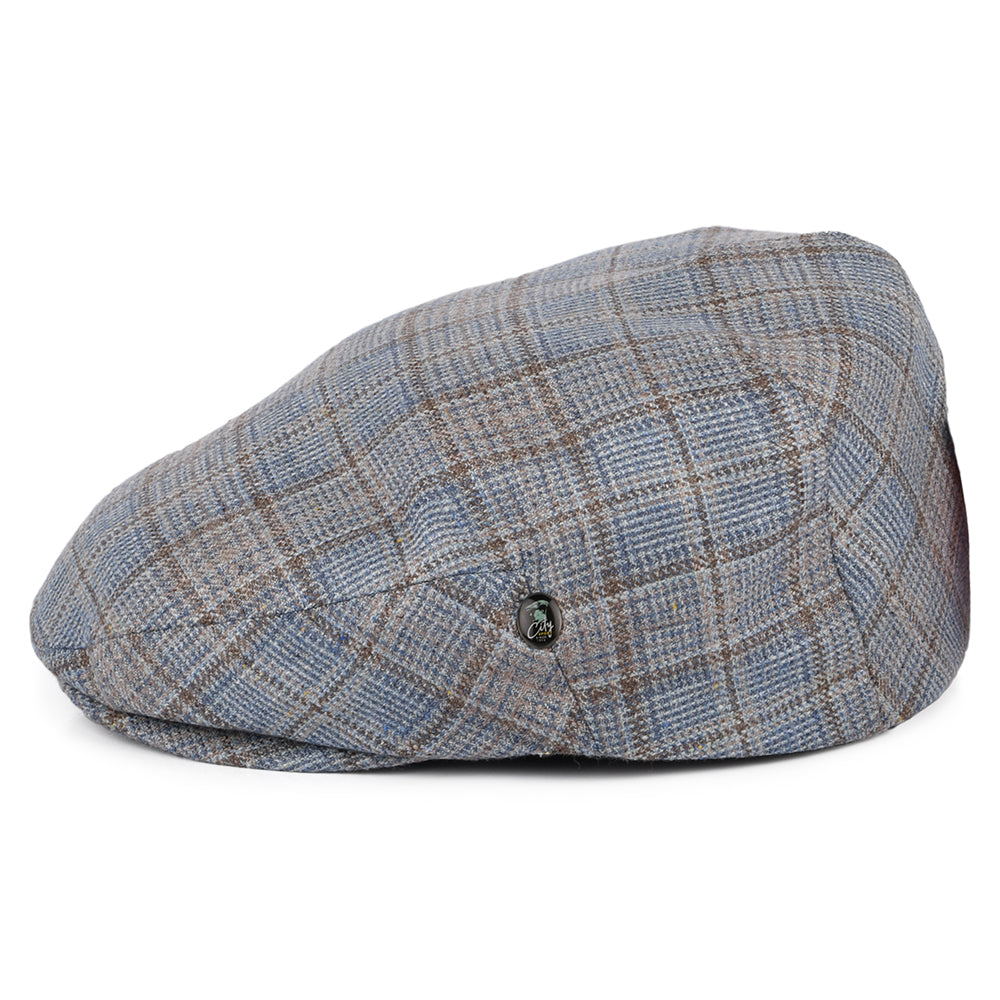 Casquette Plate Été en Soie et Laine à Carreaux bleu-marron CITY SPORT