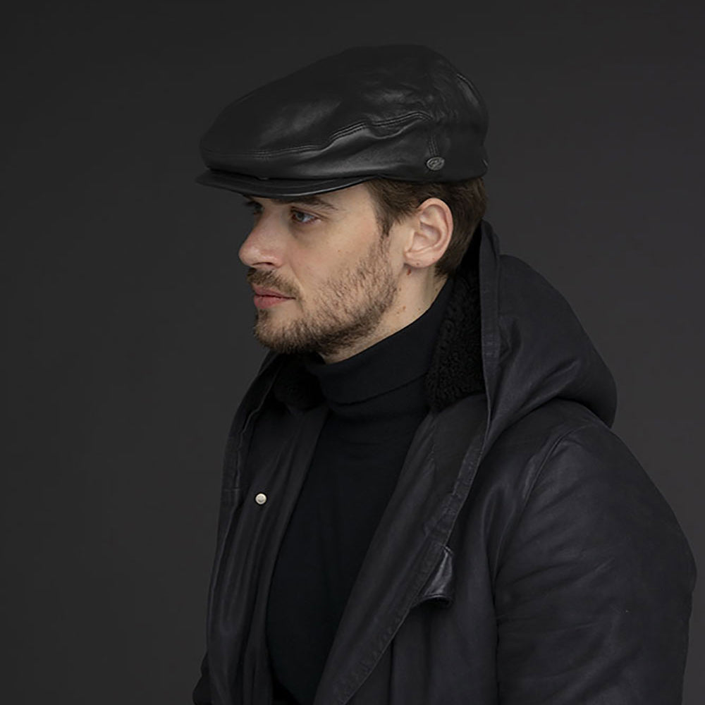 Casquette Plate en Cuir Stockton noir BAILEY