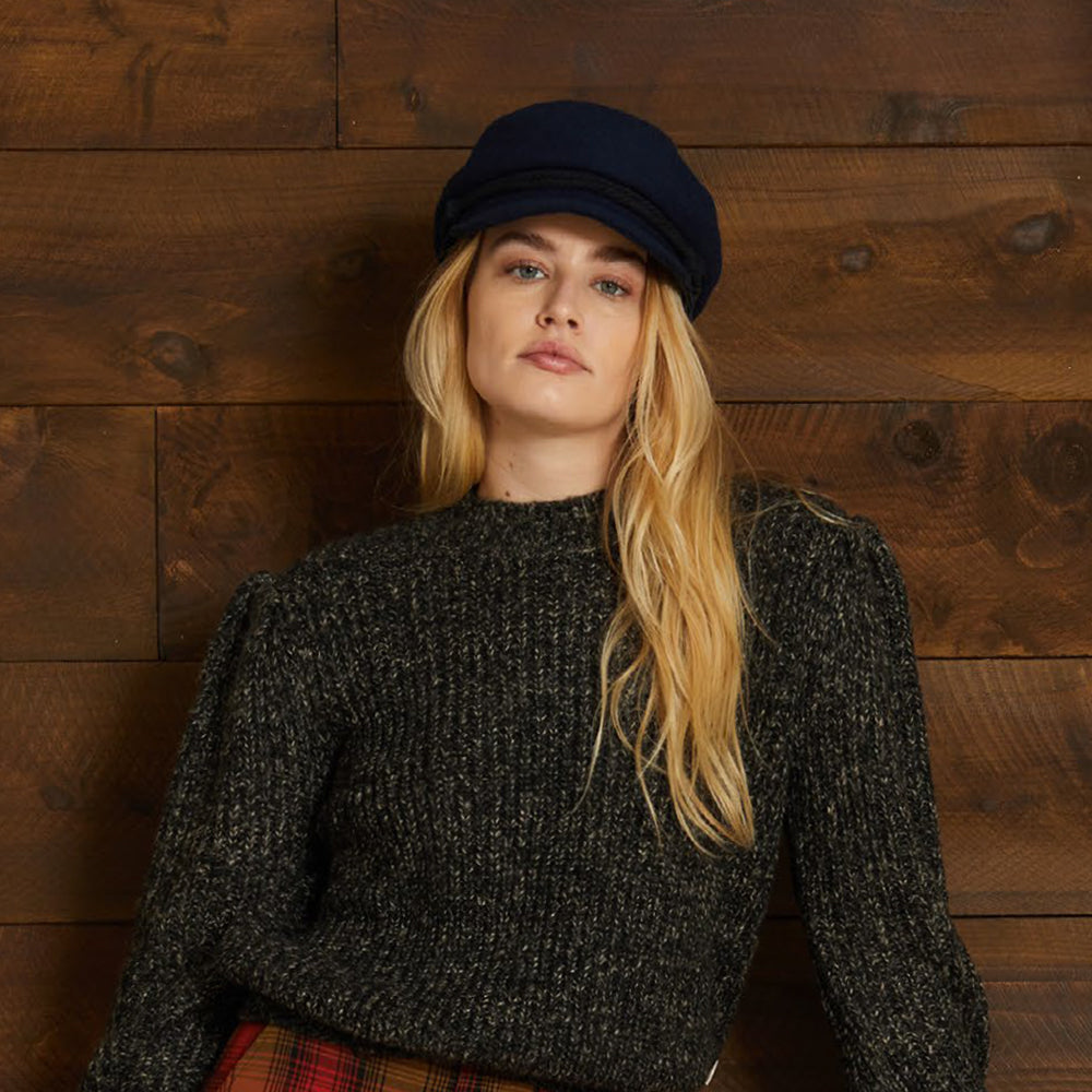 Casquette de Marin en Laine Mélangée bleu marine délavé BRIXTON
