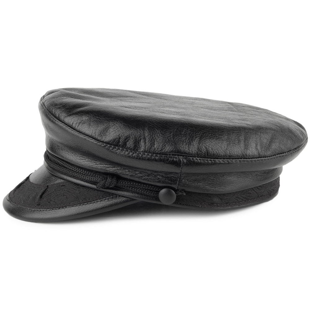 Casquette de Marin Grec en Cuir noir JAXON & JAMES