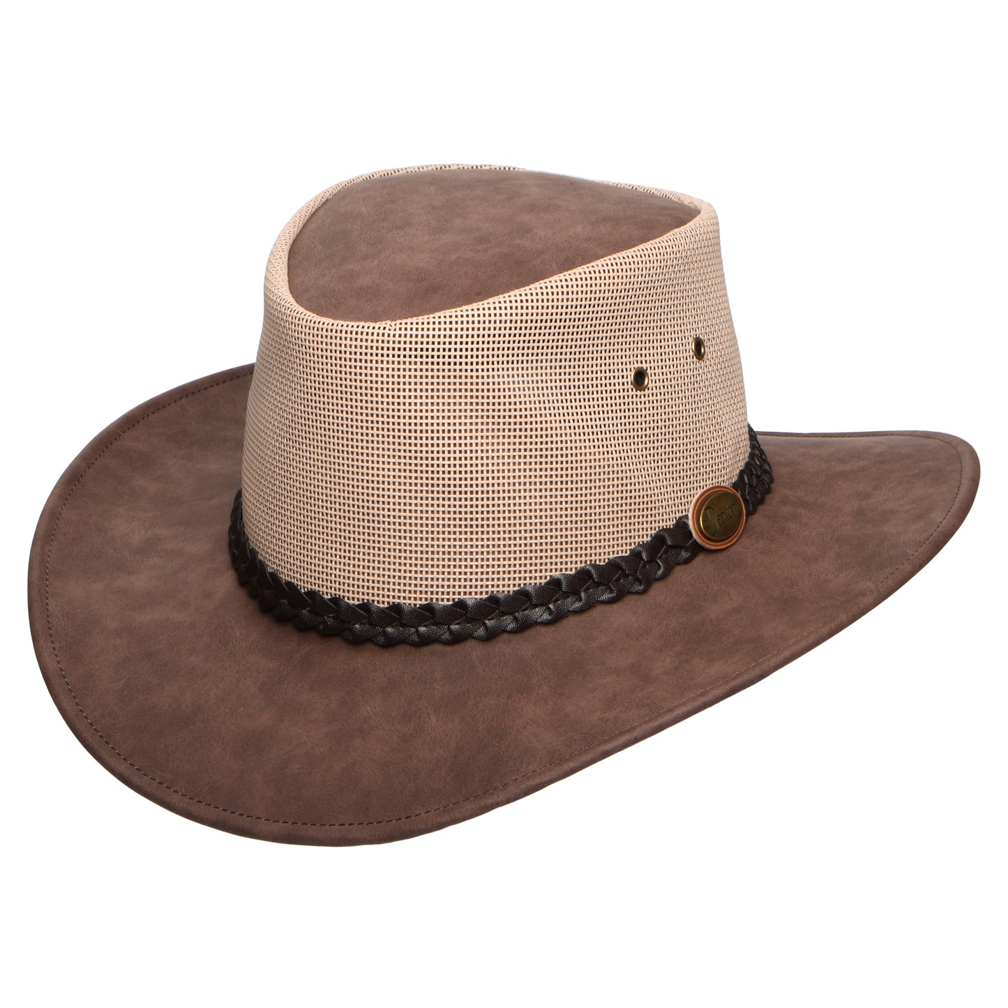 Chapeau Australien Ventilé en Simili-Cuir Voyageur marron DENTON