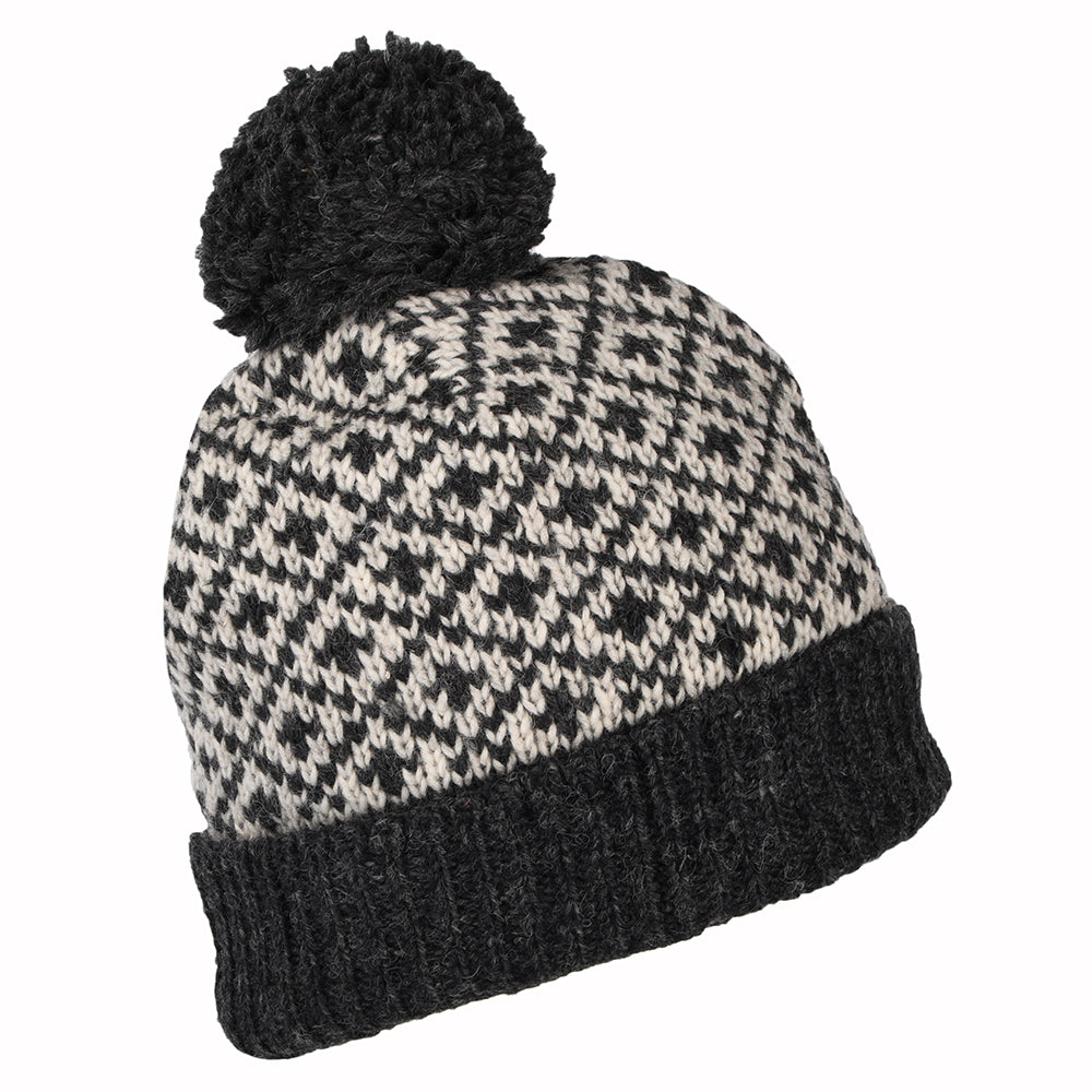 Bonnet à Pompon Fleur de Lys anthracite KUSAN