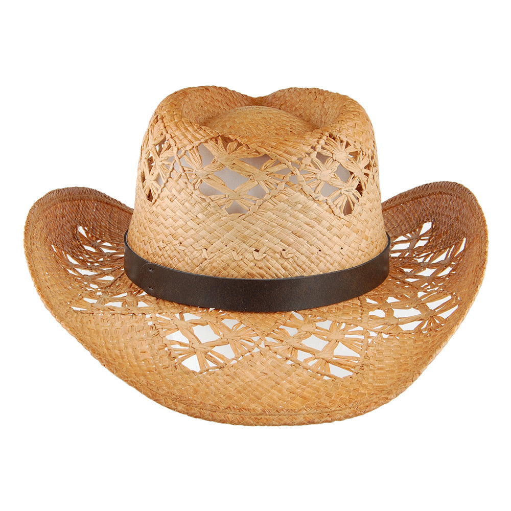 Chapeau de Cowboy en Raphia Annie Oakley naturel SUR LA TÊTE