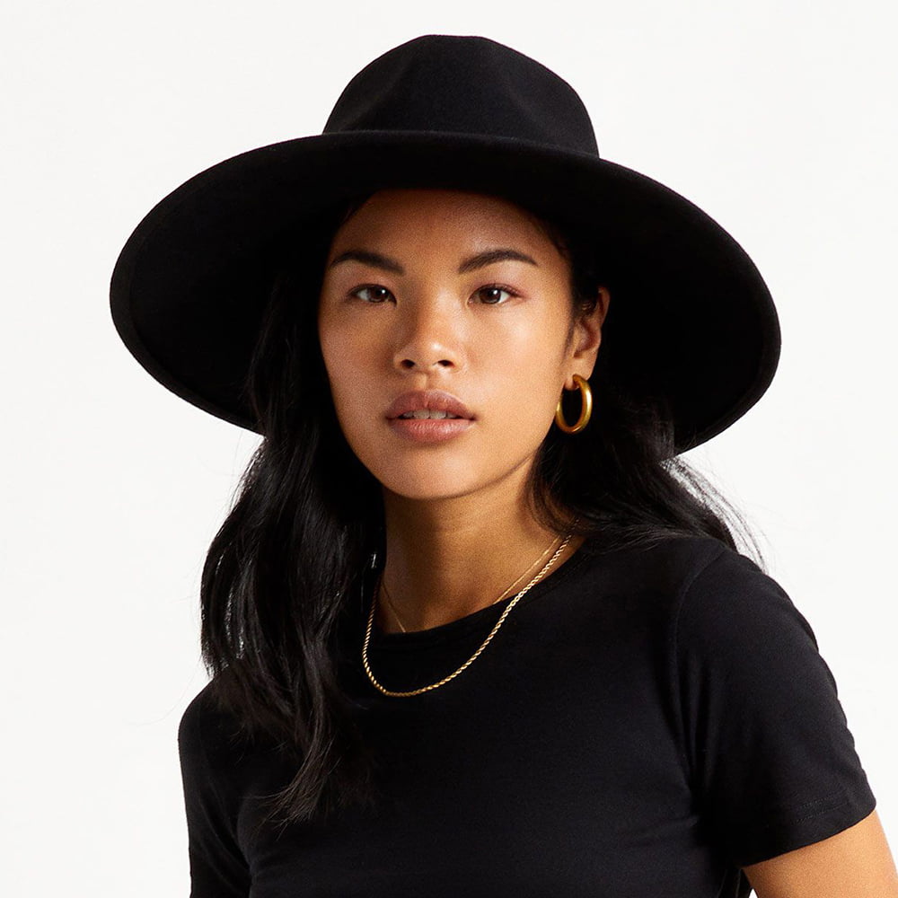 Chapeau Fedora à Bord Large en Laine Feutrée Joanna noir BRIXTON