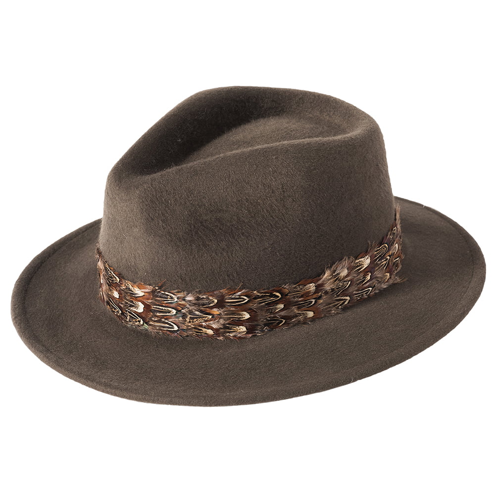 Chapeau Fedora Plume Country olive FAILSWORTH