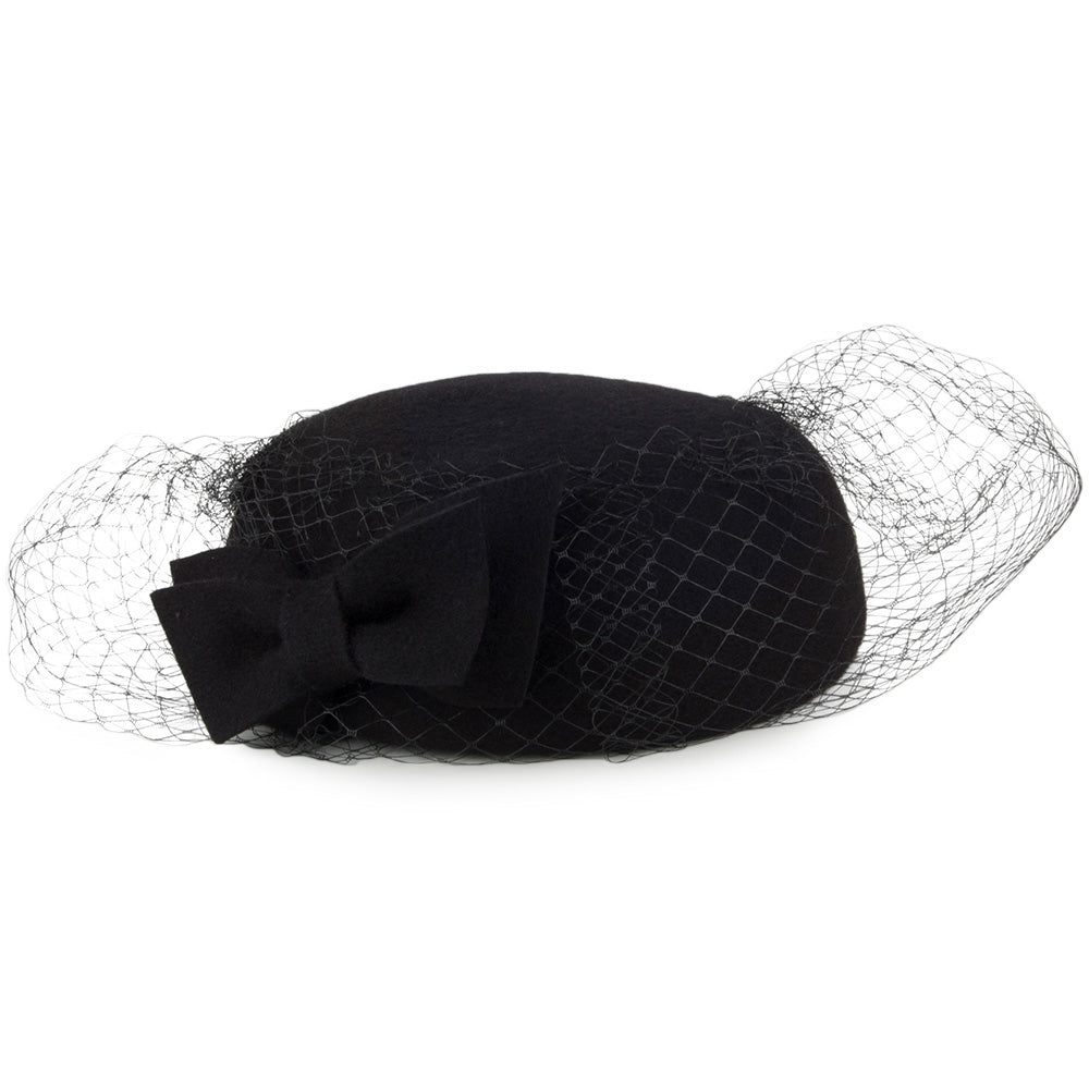Chapeau Calot avec Voile Veda Bow noir WHITELEY