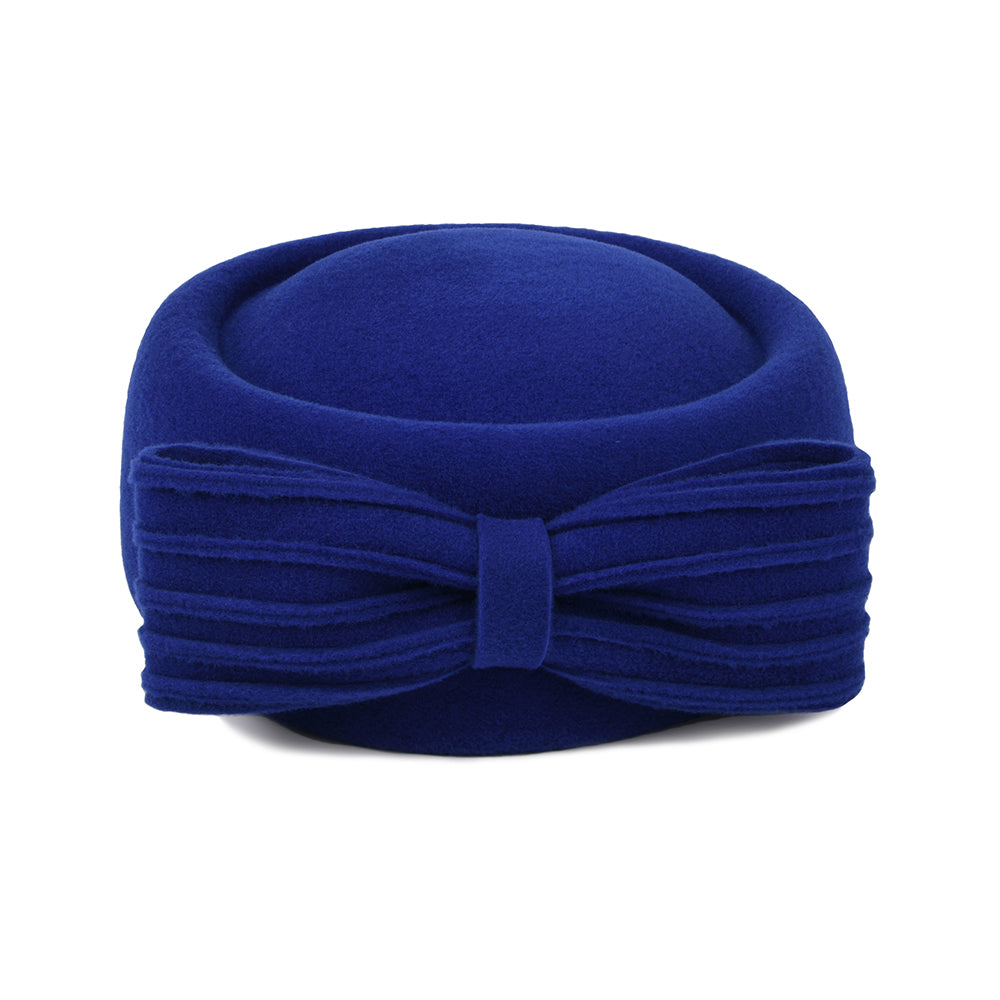 Chapeau Calot en Laine Jackie O Loop Bow bleu roi WHITELEY