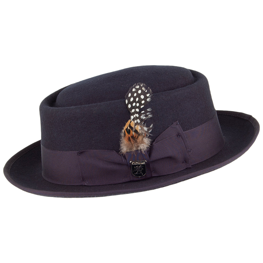 Chapeau Pork Pie en Laine Feutrée bleu marine STACY ADAMS