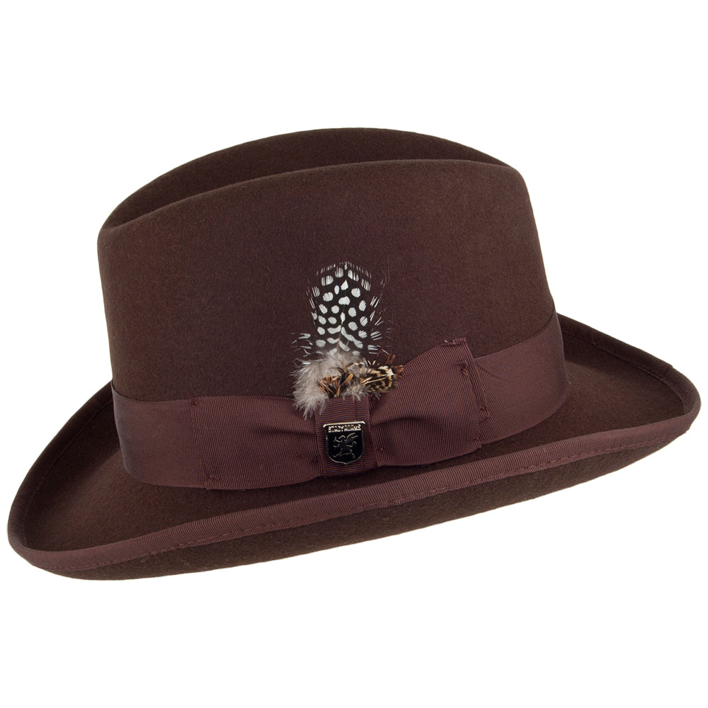 Chapeau Homburg en Laine Feutrée marron STACY ADAMS