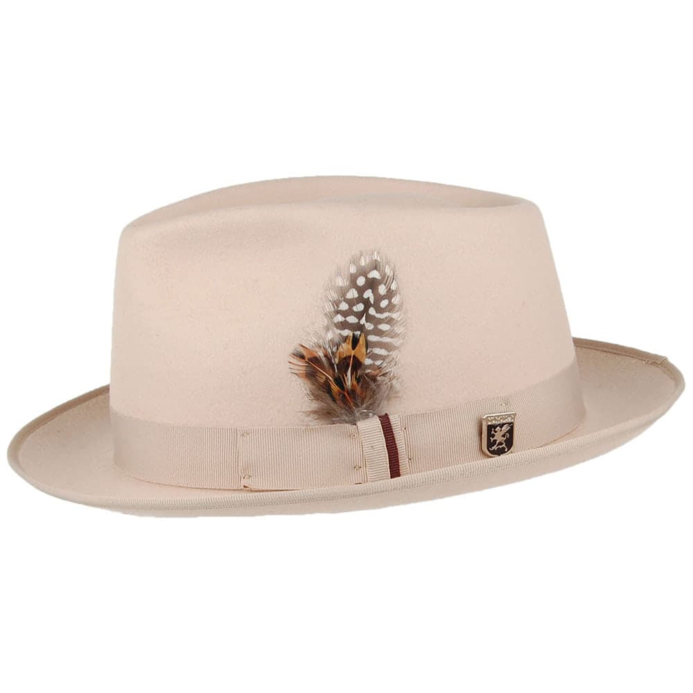 Chapeau Fedora C-Crown en Laine Hebron beige STACY ADAMS