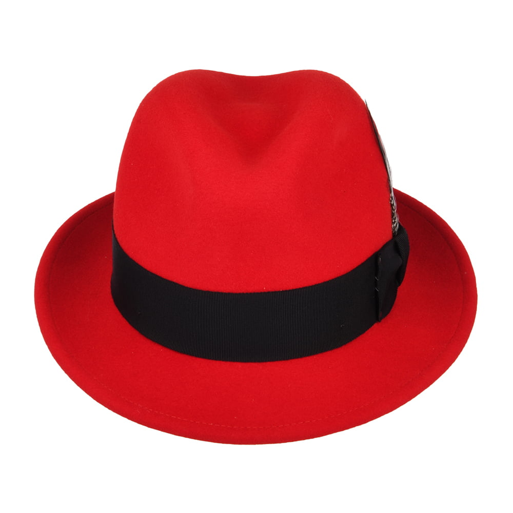 Chapeau Trilby en Laine Feutrée Déformable Hydrofuge Tino rouge BAILEY