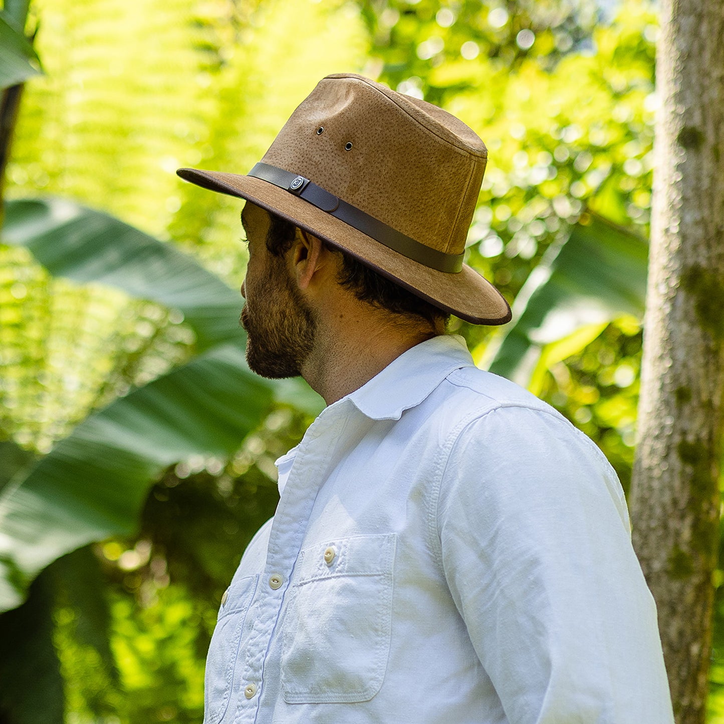 Chapeau Fedora Safari en Cuir Nubuck châtaigne JAXON & JAMES