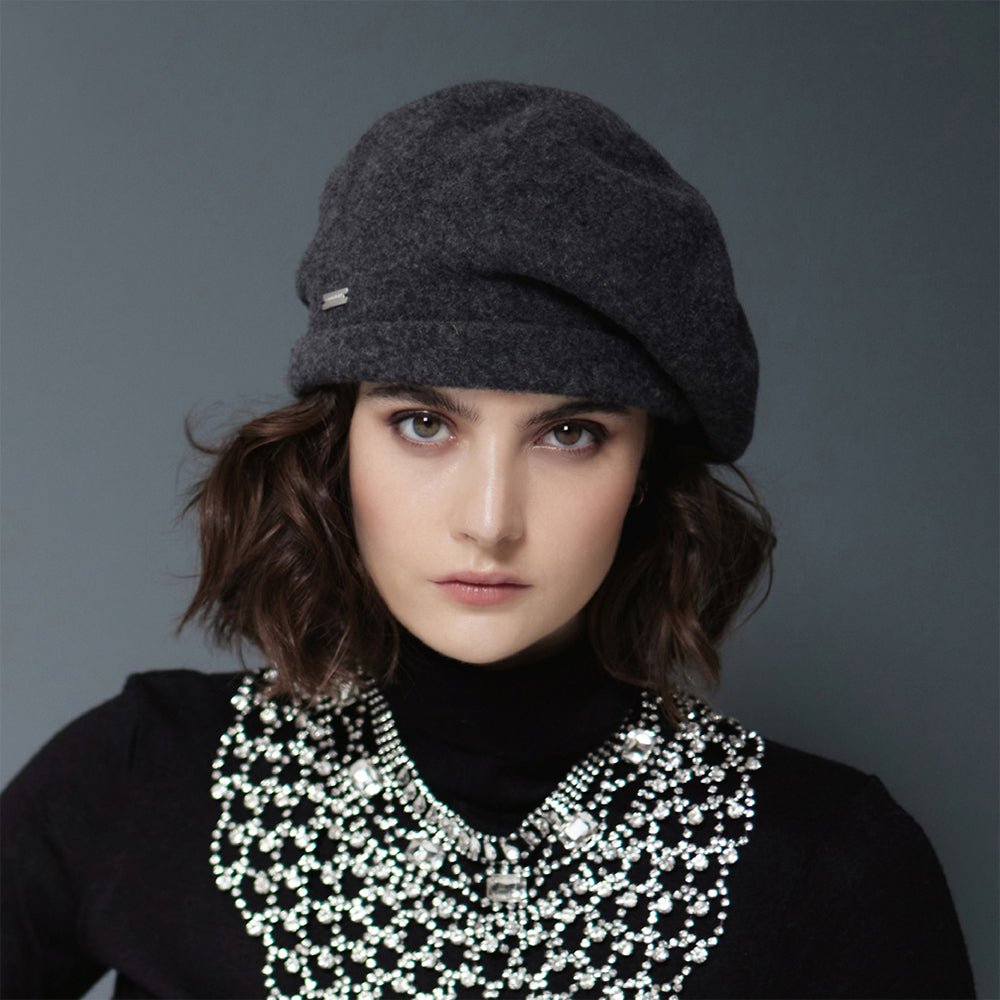 Béret en Laine Vierge Bouillie anthracite SEEBERGER
