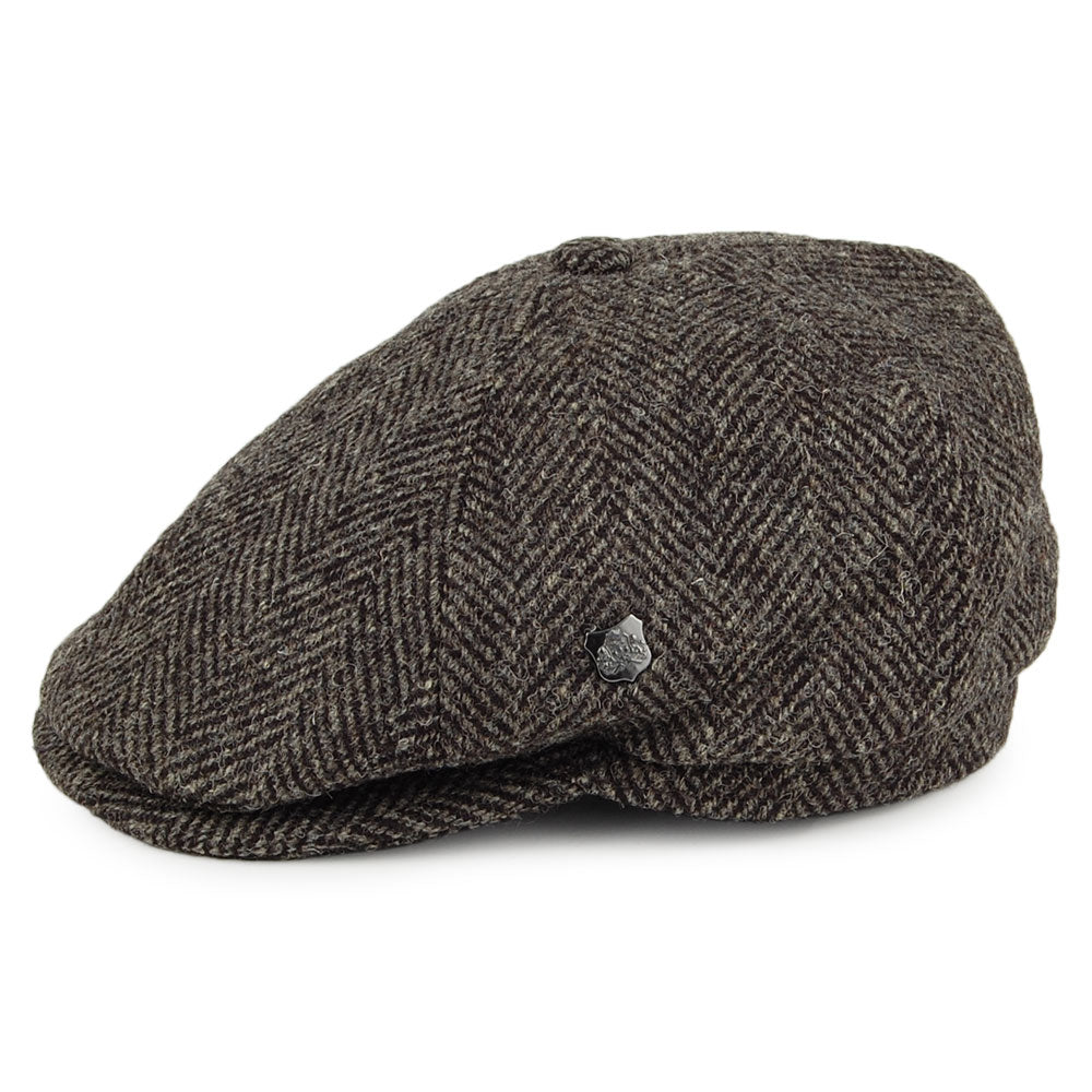 Casquette Gavroche en HARRIS TWEED à Chevrons Hudson gris-noir FAILSWORTH