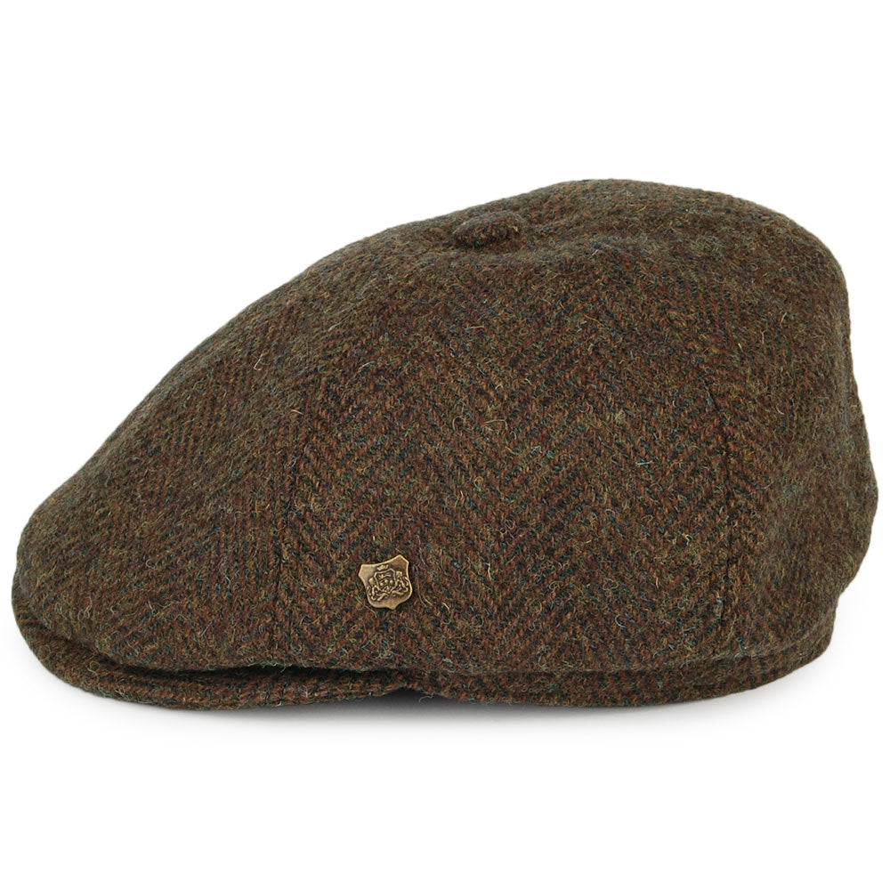 Casquette Gavroche en HARRIS TWEED à Chevrons Hudson marron FAILSWORTH