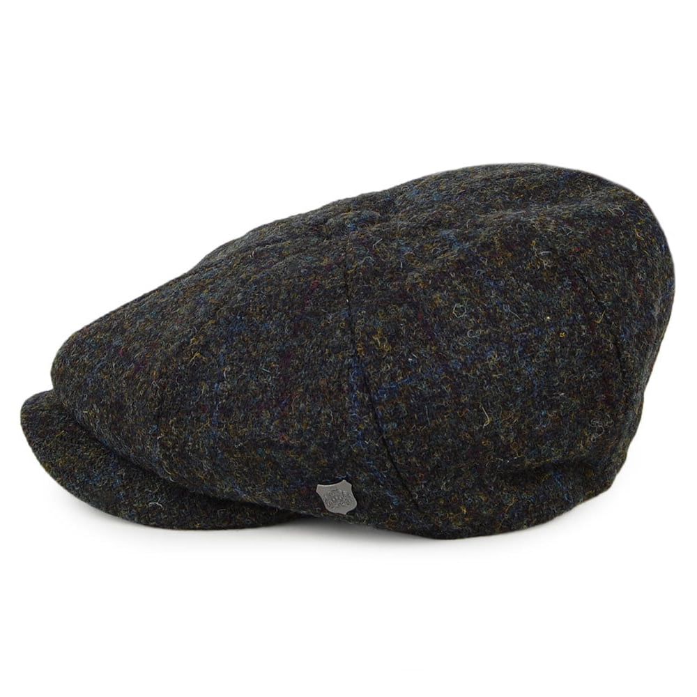 Casquette Gavroche en HARRIS TWEED à Chevrons Carloway mousse-bleu FAILSWORTH