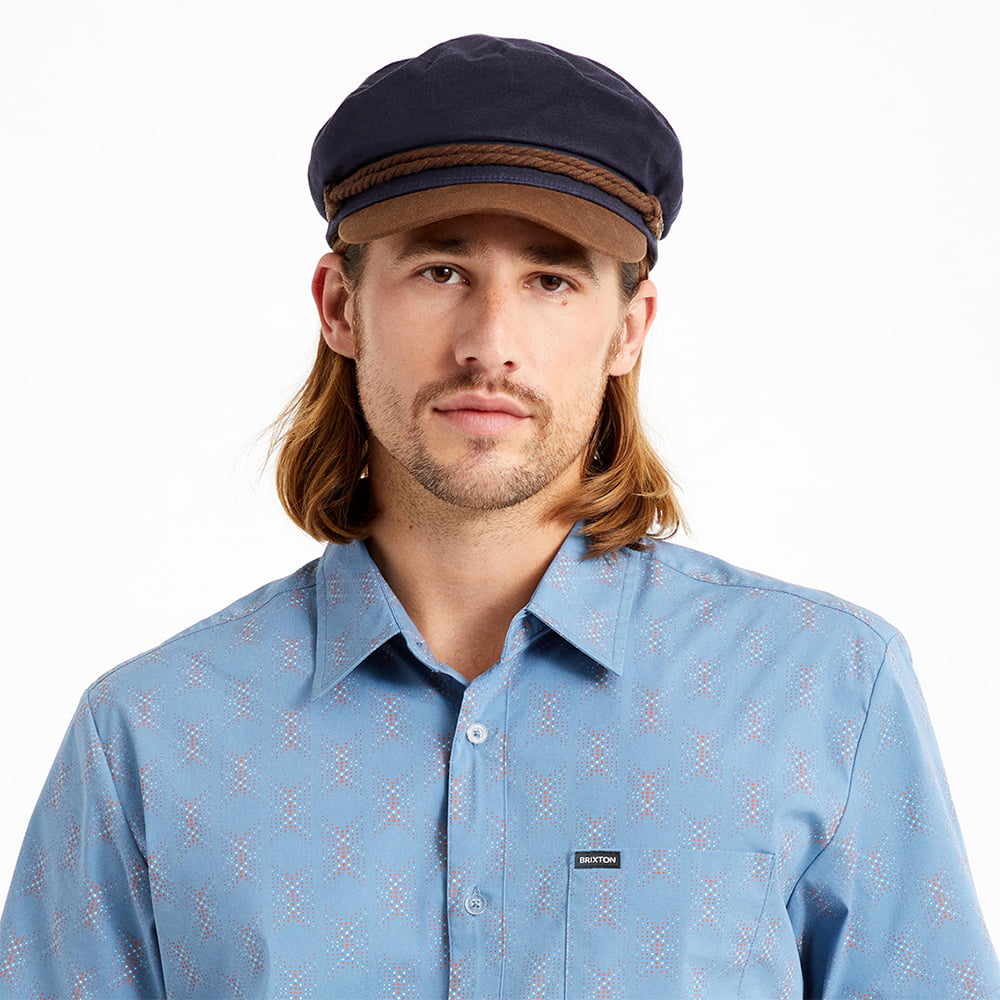 Casquette de Marin en Coton Ciré bleu marine-marron BRIXTON