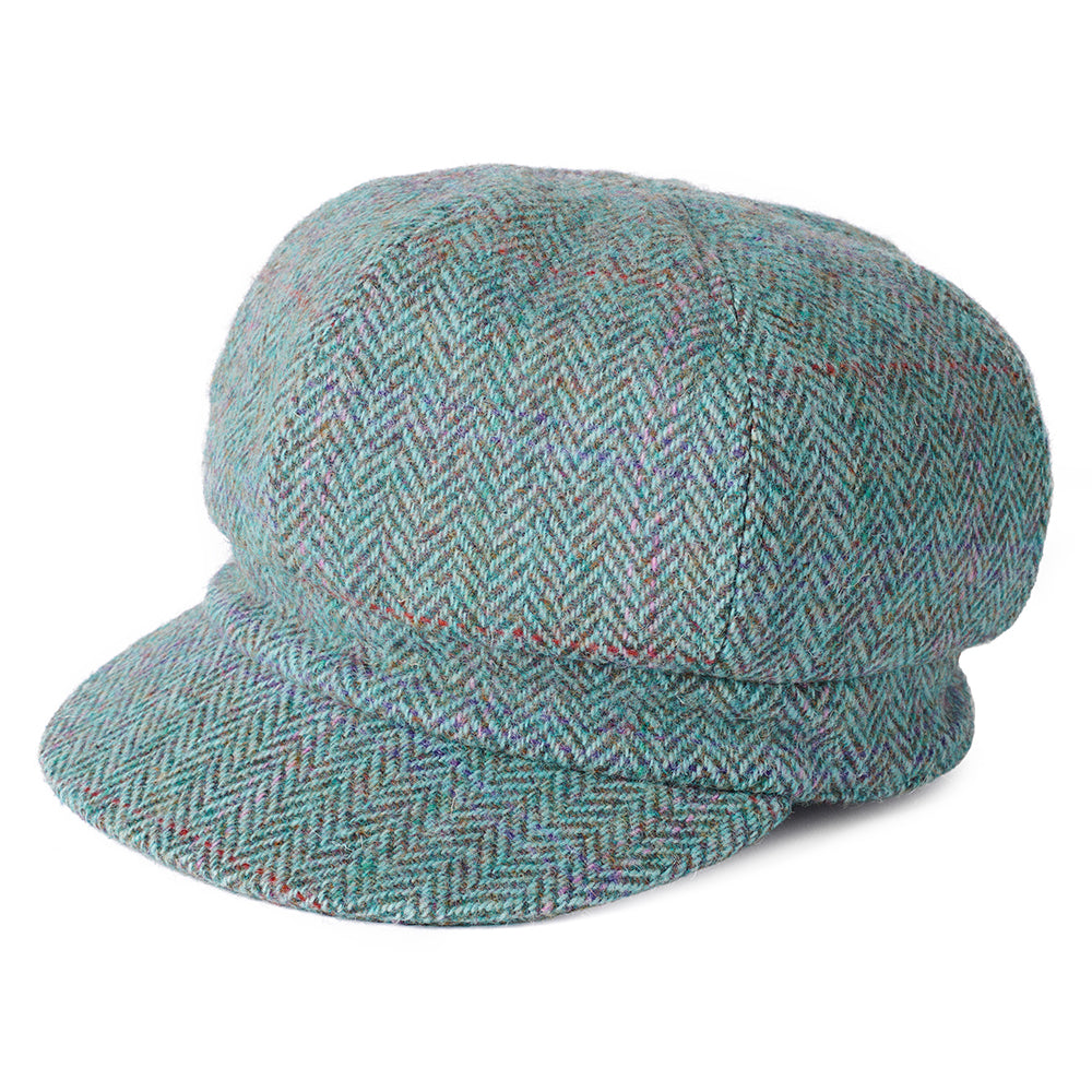 Casquette Gavroche en HARRIS TWEED à Chevrons Gabby bleu clair FAILSWORTH