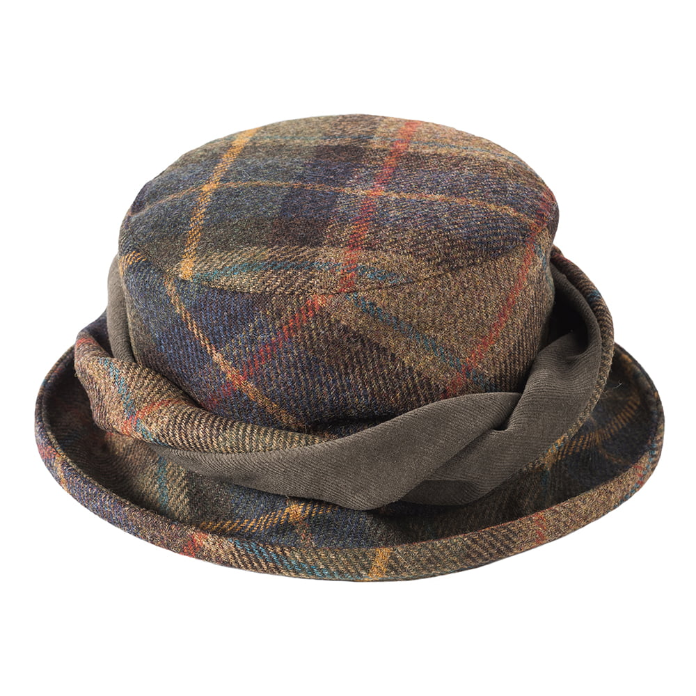 Chapeau Bob en Laine Britannique Tartan olive et mix de couleurs FAILSWORTH