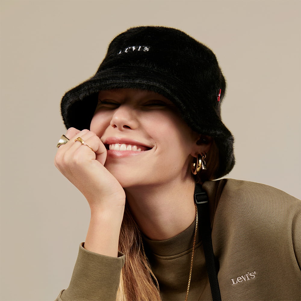 Chapeau Bob Femme en Fausse Fourrure Cozy noir LEVI'S