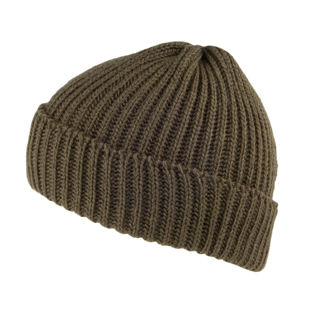 Bonnet Marin Court en Laine Mérinos olive HIGHLAND 2000