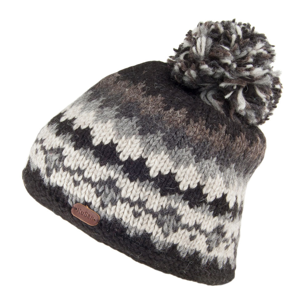 Bonnet à Pompon Court noir-anthracite KUSAN