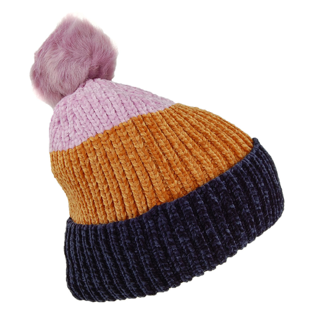 Bonnet à Pompon Starflower bleu marine-moutarde-rose BARTS