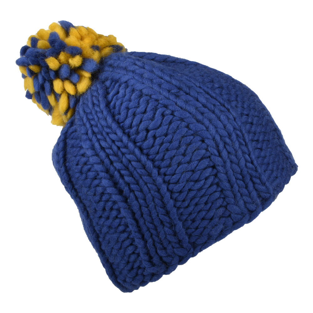 Bonnet à Pompon Unity bleu-jaune KUSAN