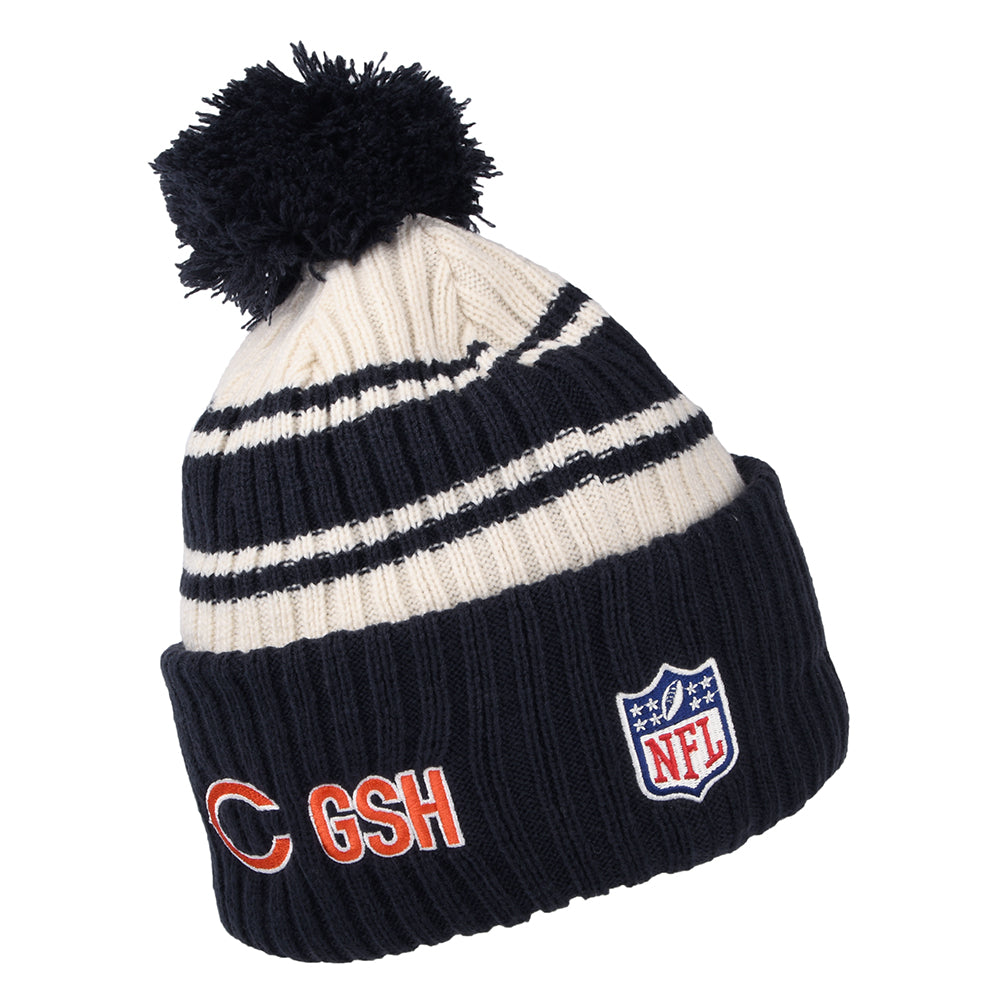Bonnet à Pompon NFL Sideline Sport Knit Chicago Bears bleu marine-blanc NEW ERA