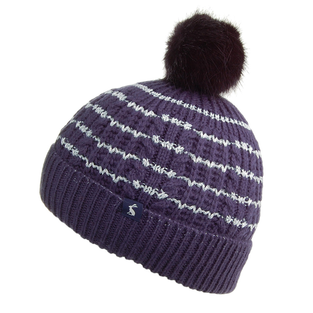 Bonnet à Pompon Enfant à Rayures bleu marine JOULES