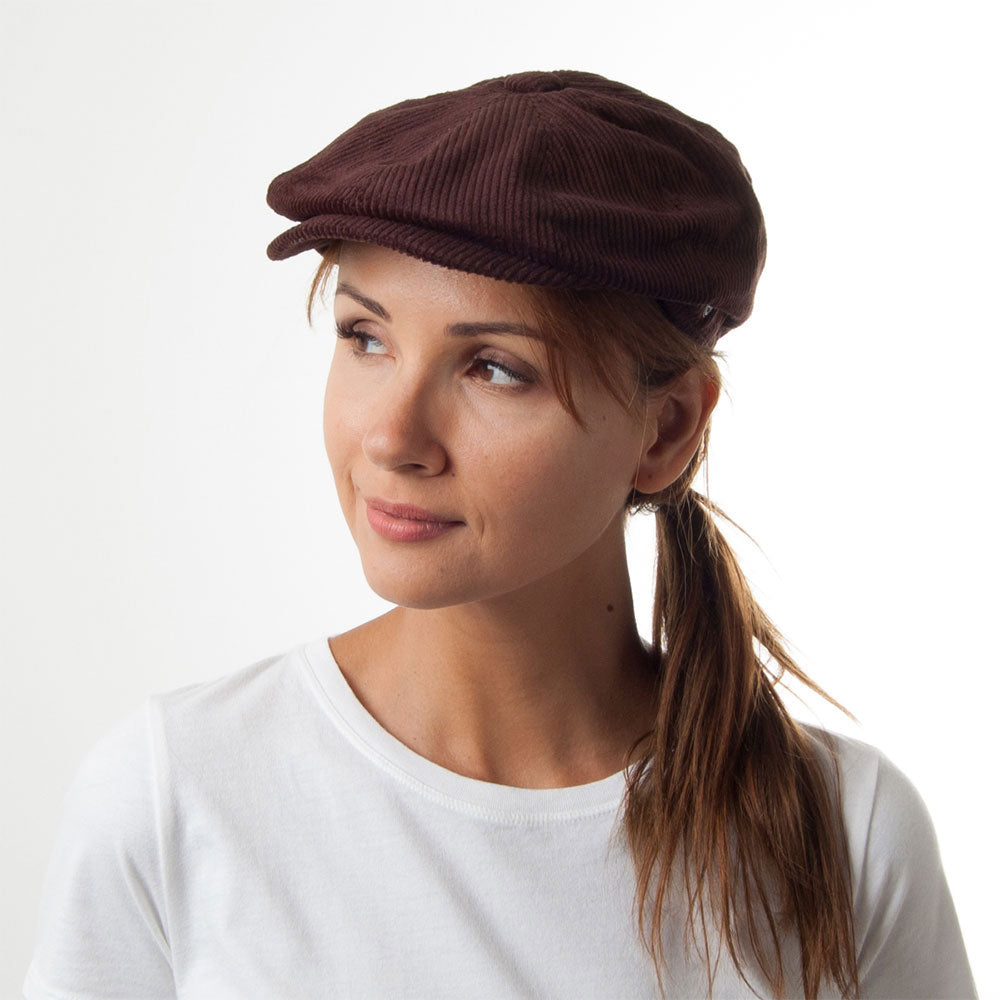 Casquette Gavroche en Velours Côtelé marron JAXON & JAMES - VENTE EN GROS