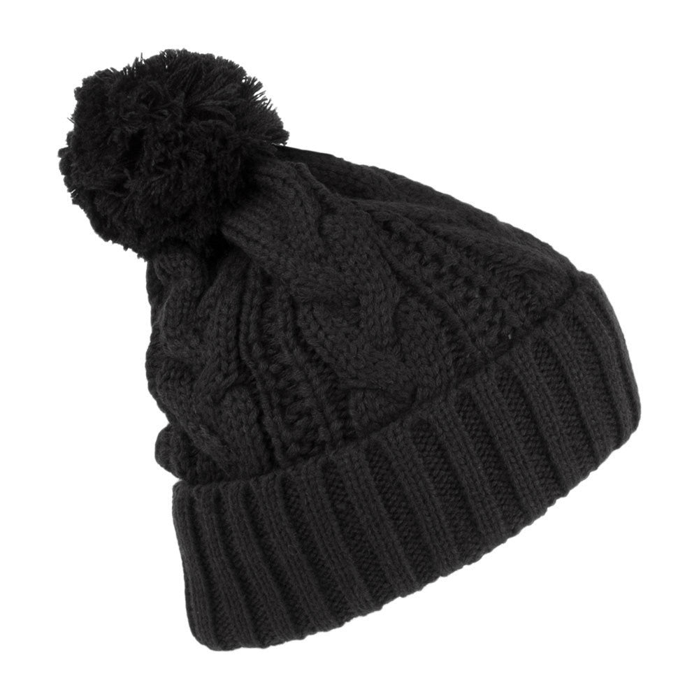 Bonnet à Pompon à Torsades noir JAXON & JAMES - VENTE EN GROS