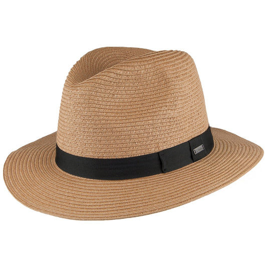 Chapeau Fedora en Paille Toyo Aveloz marron clair BARTS