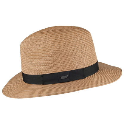 Chapeau Fedora en Paille Toyo Aveloz marron clair BARTS