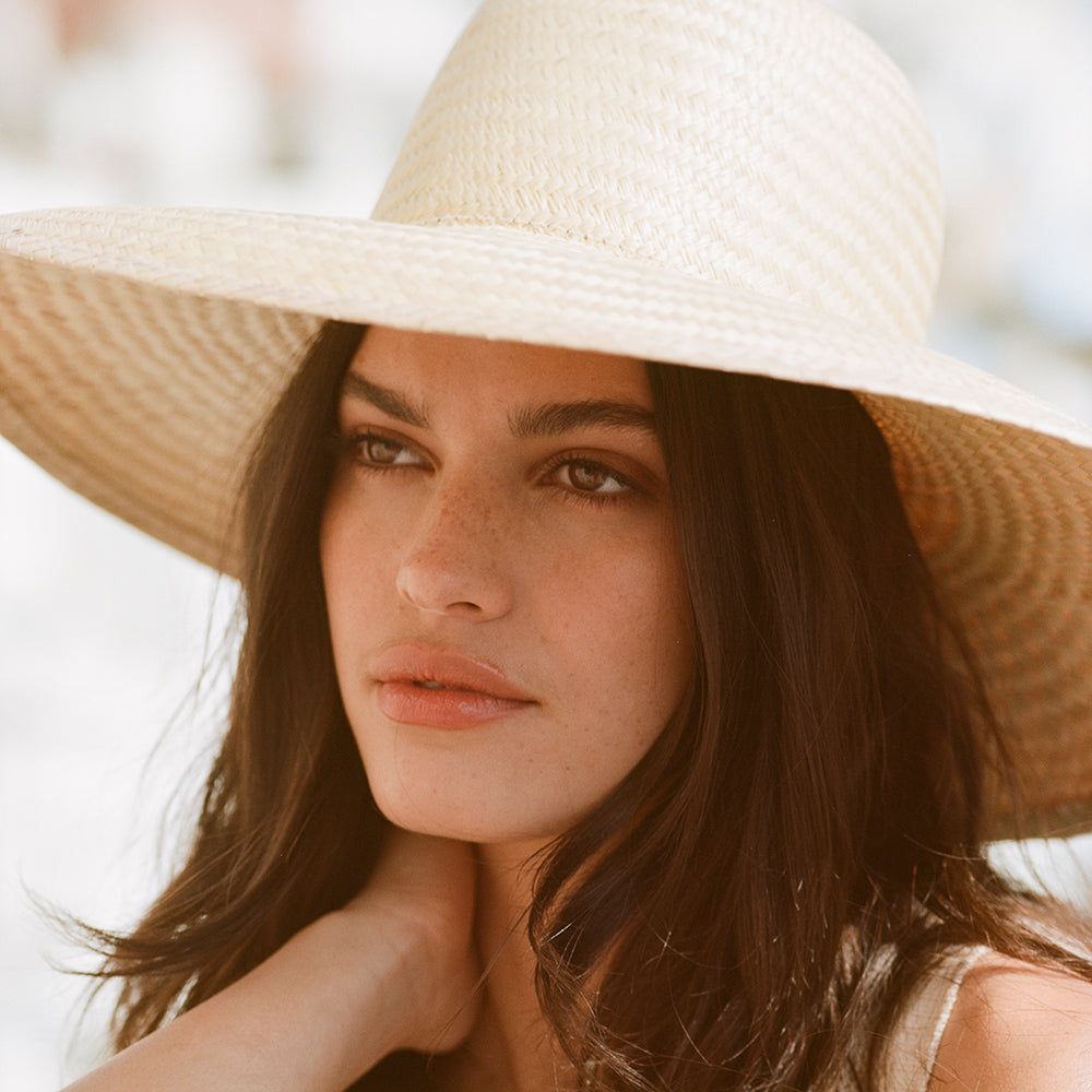 Chapeau Été à Bord Large en Paille Toyo Janae naturel BRIXTON