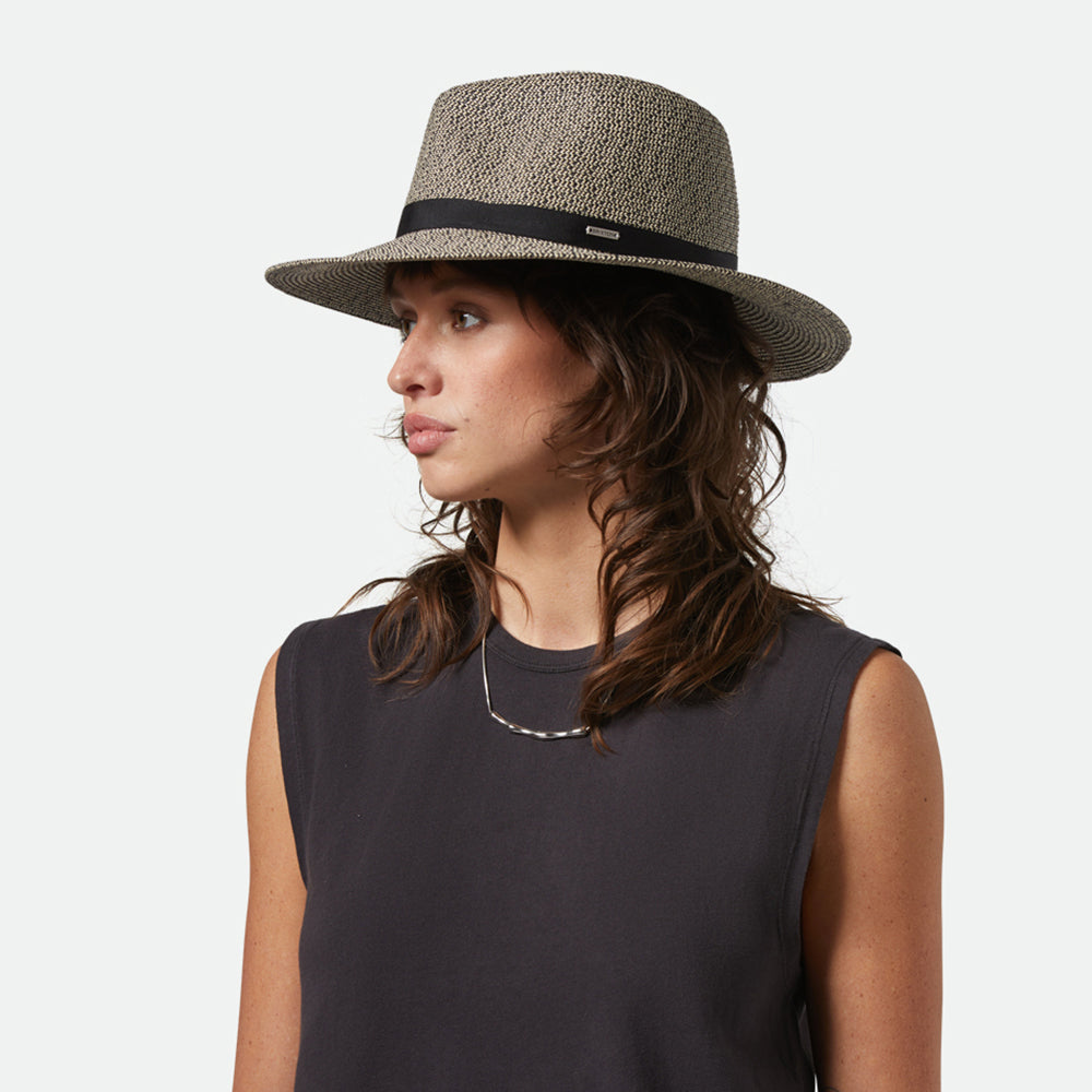 Chapeau Fedora en Paille Toyo Pliable Carolina noir-naturel BRIXTON