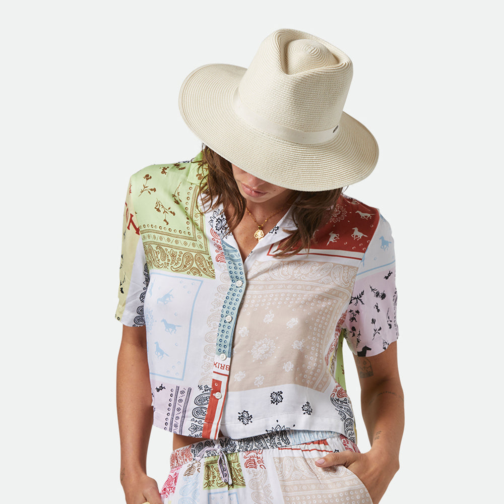 Chapeau Fedora en Paille Toyo Pliable Carolina crème BRIXTON