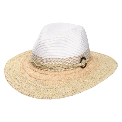 Chapeau Fedora Safari en Paille Toyo Pliable Alcantara blanc-naturel SCALA