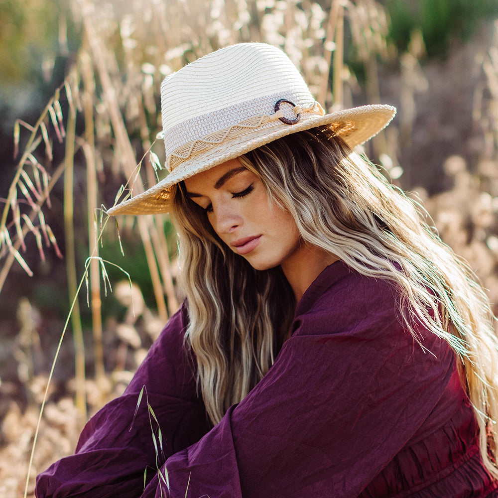 Chapeau Fedora Safari en Paille Toyo Pliable Alcantara blanc-naturel SCALA