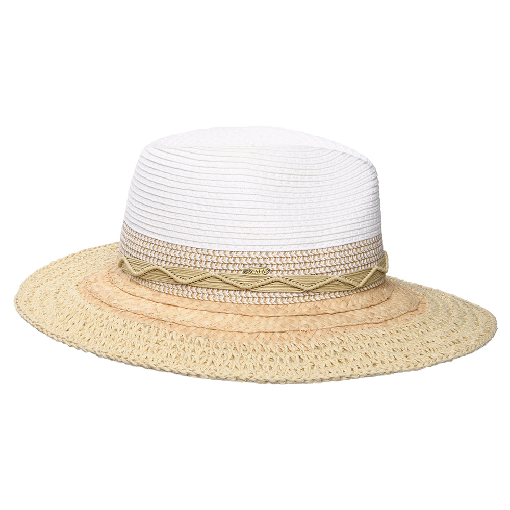 Chapeau Fedora Safari en Paille Toyo Pliable Alcantara blanc-naturel SCALA